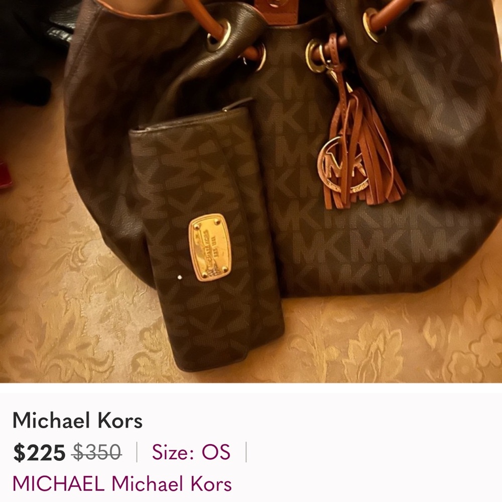Michael Kors Dark Brown Monogram Bag and Wallet